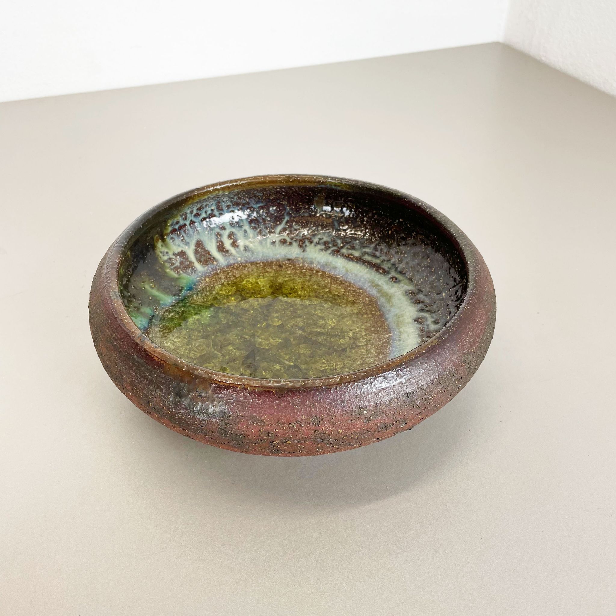 Ceramic studio pottery bowl shell element by gerhard liebenthron, germany, 1970s