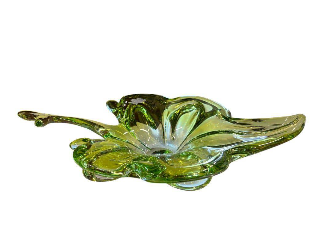 Vintage green Murano glass bowl