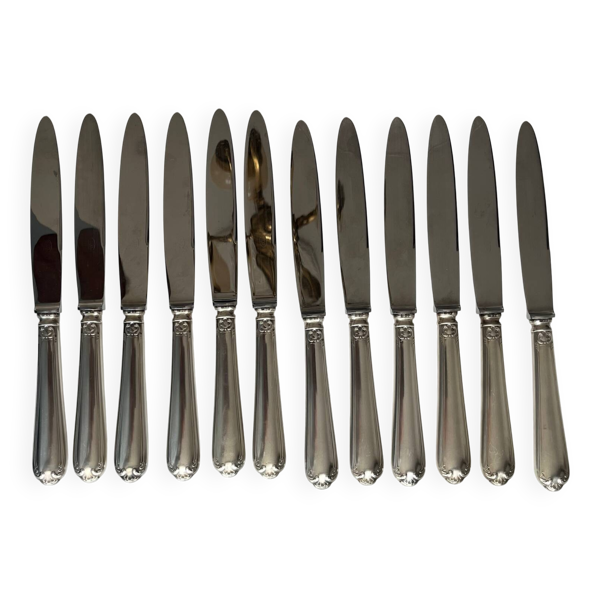 12 couteaux en métal argenté