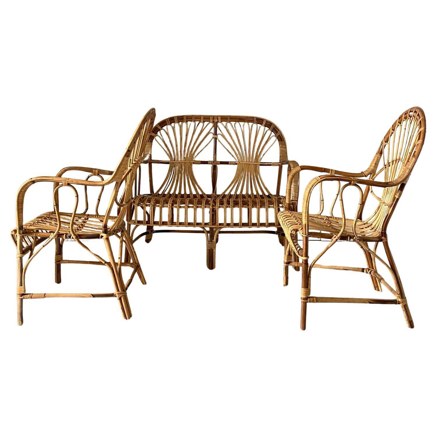 1960s italian rattan garden set