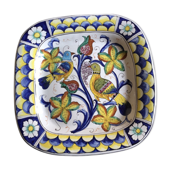 Plat en céramique vintage décor oiseaux