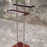 chrome and wood towel rack