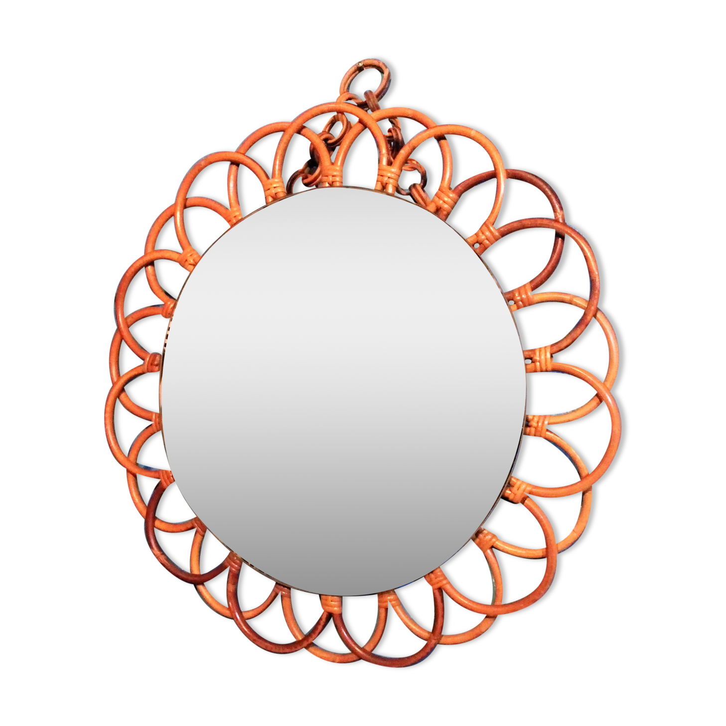 Rattan wall mirror "sun" 1960s