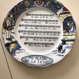 Vintage Au Clair de la Lune Plate from the 1930s Sarreguemines fayenceries