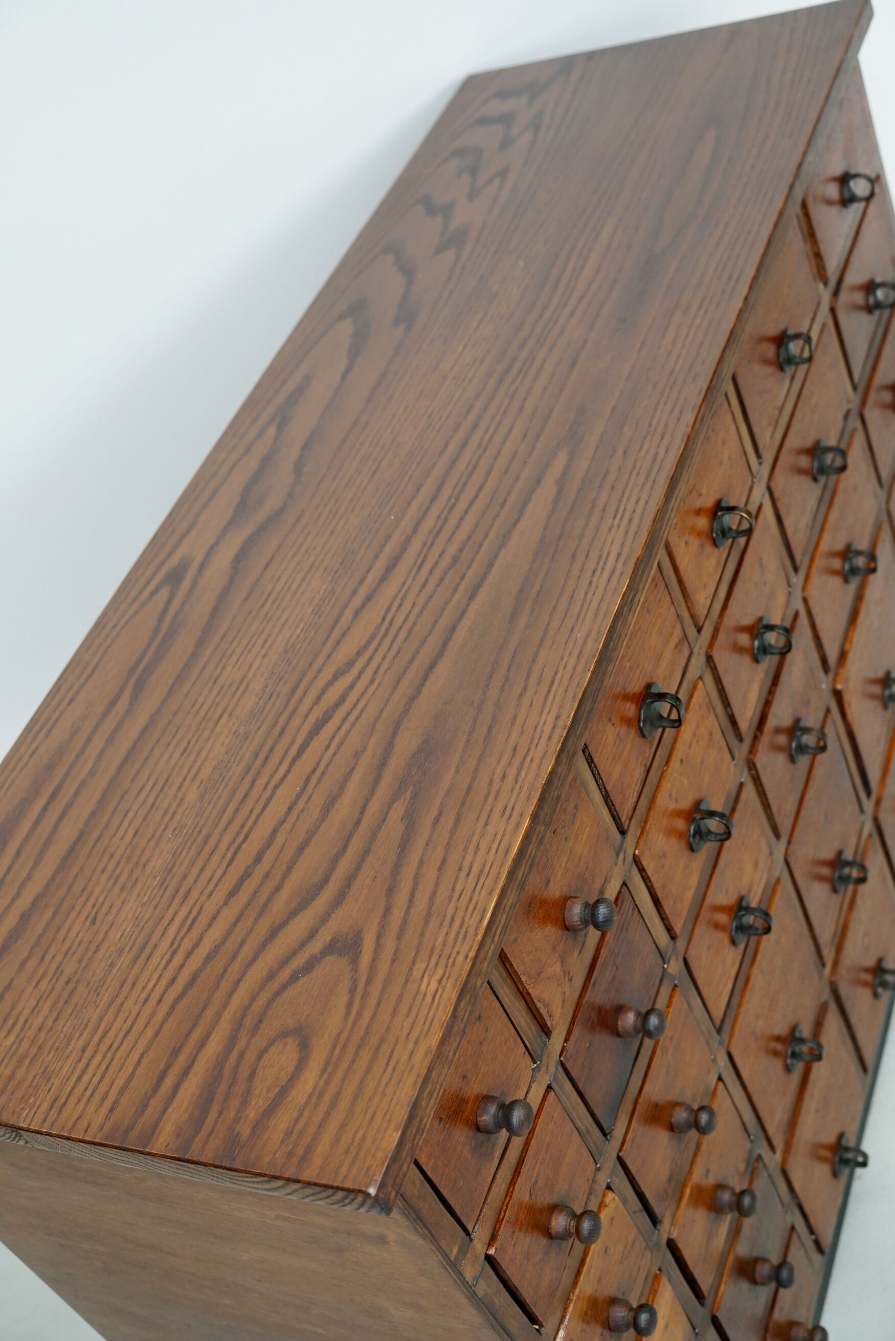 Vintage dutch oak jewelers / watchmakers cabinet, circa 1930