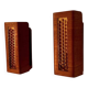 Pair of vintage wall lights, teak and amber glass, Sweden 1960