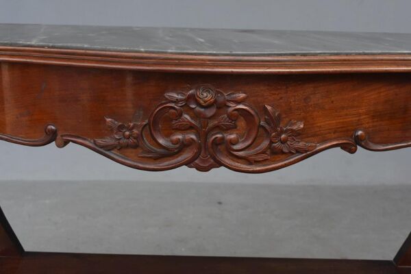 Console en acajou de style Napoléon III dessus marbre époque fin XIXème