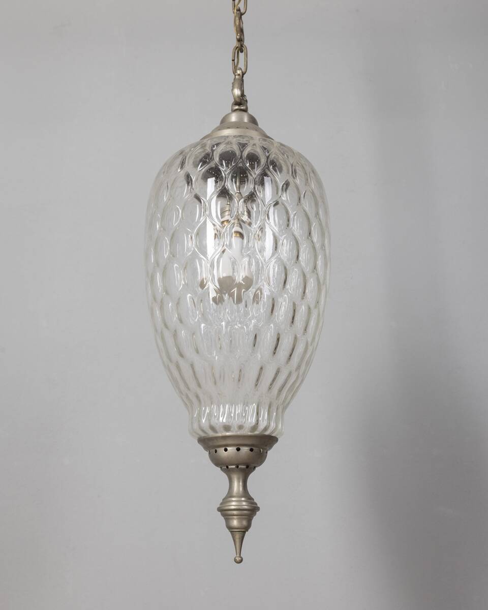 1960s vintage pendant lamp in decorated glass Italian design