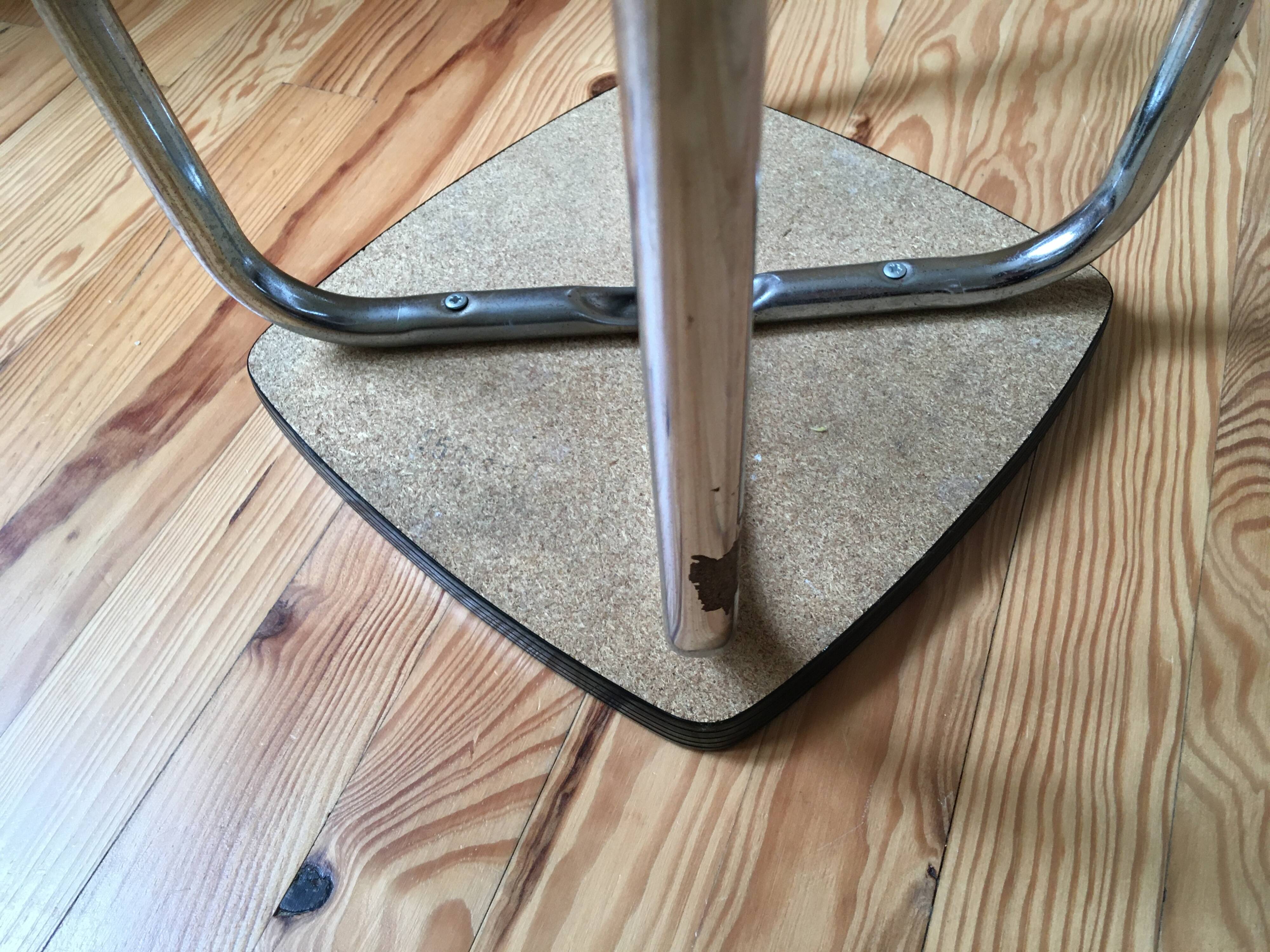 Hard blue formica stool