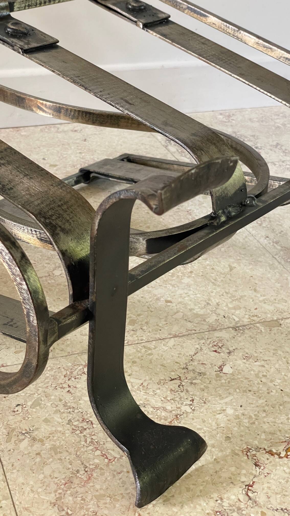 Brutalist vintage steel magazine rack