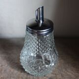 Vintage sugar bowl in chiseled glass Metal pourer