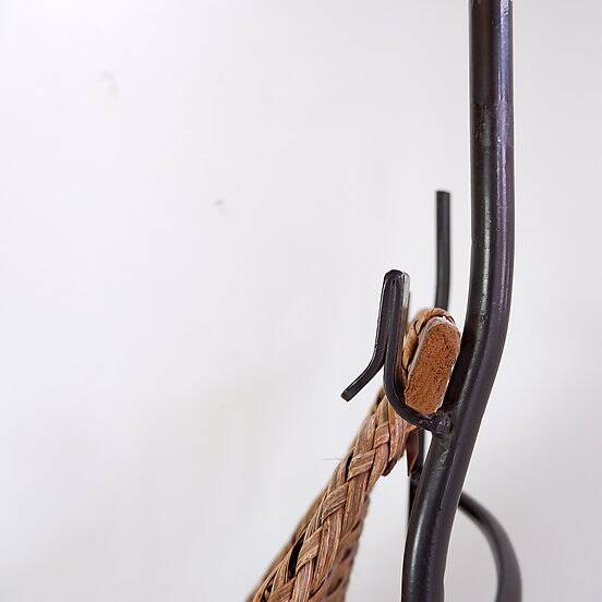 John Risley Style High-back Lounge Chair Solid Iron / Wicker Fran