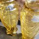 Pair of Art Deco vases in amber moulded glass