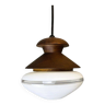 Portuguese mid century modern wood and glass hanging lamp