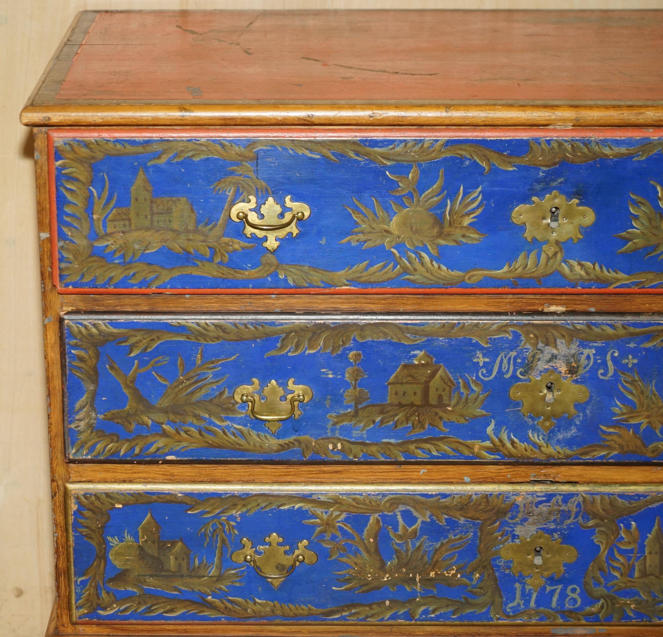 Commode campagne polychrome 1778 en bois style George III