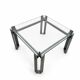 Brutalist coffee table / metal glass / 1980s / weighty
