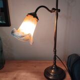 Swan neck lamp tulip shade glass paste vannes antique vintage