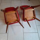 Pair of vintage red moumoute chairs with compass legs