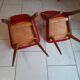 Paire de chaise moumoute vintage rouge pieds compas
