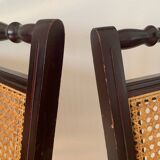 Pair of folding cane chairs
