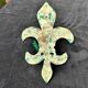 Sconce candlesticks fleur de lys in green ceramic
