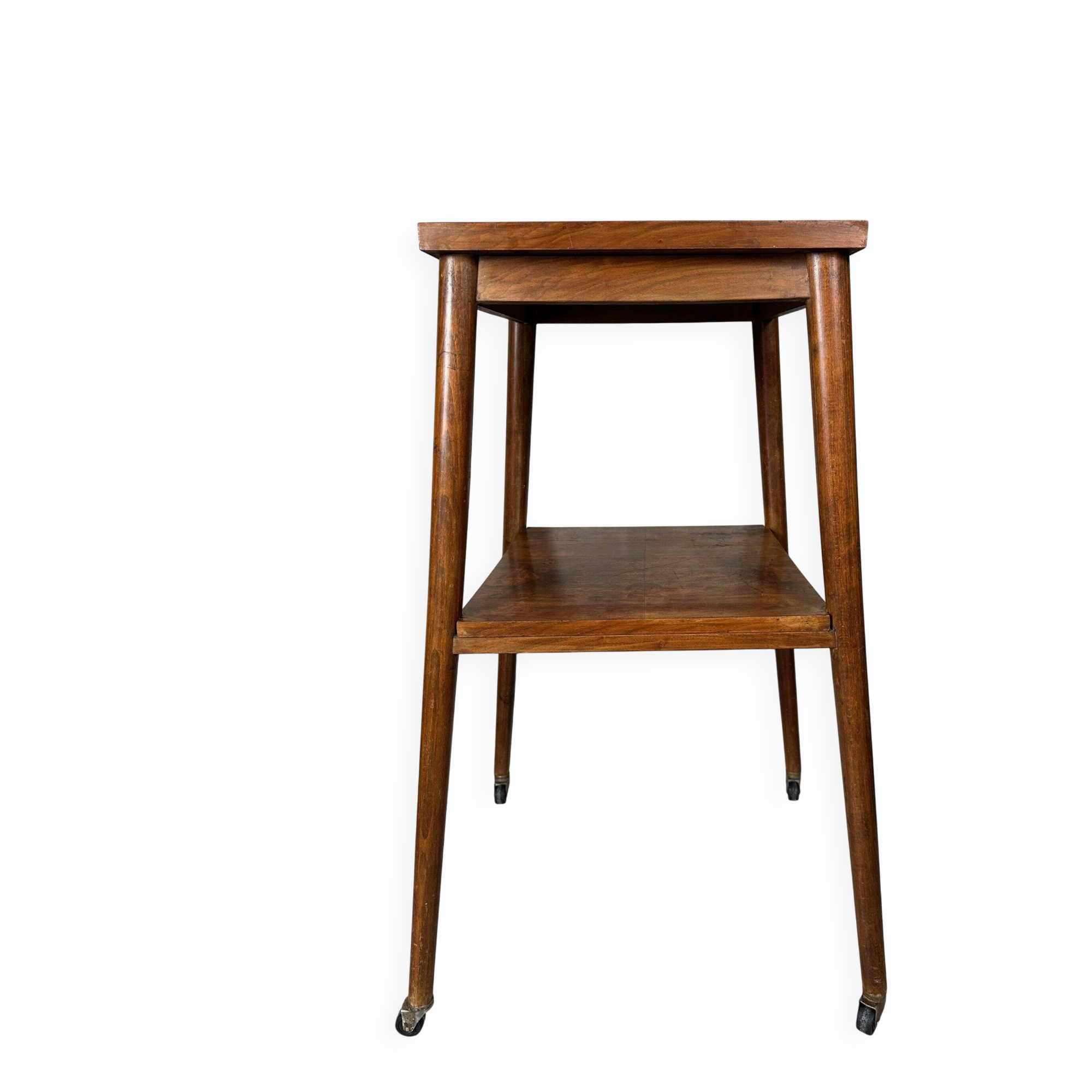 Vintage (tall) side table / plant table on wheels