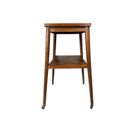 Vintage (tall) side table / plant table on wheels