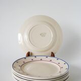 Lot of 6 small dessert plates, Lunéville model E Pierrée, 1940