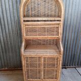 Bibliothèque en osier rotin vintage