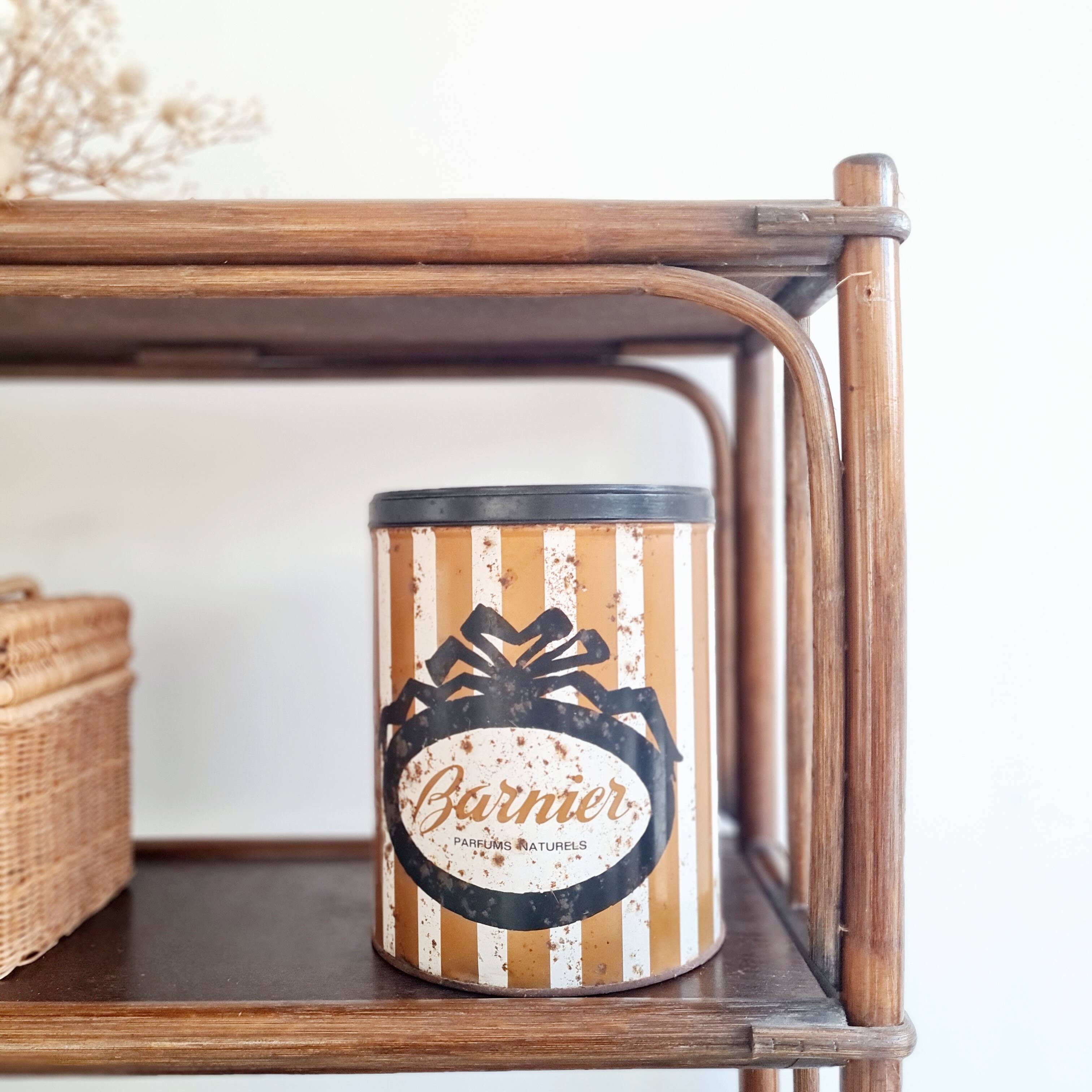 Etagère, bibliothèque en bois et rotin