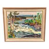 Original Swedish Oil On Panel – “Forsande Vatten” By Paul Sahlin