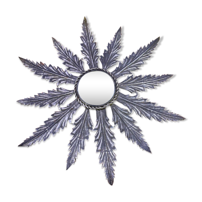 Miroir en métal à décor de feuillage