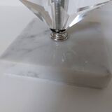 Hand-cut crystal and white marble lamp 57 cm