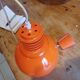 Vintage Opaline Orange and White Pendant Lamp
