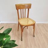 Chaise de salle à manger vintage en rotin : Yougoslavie des années 1970, intérieur bohème