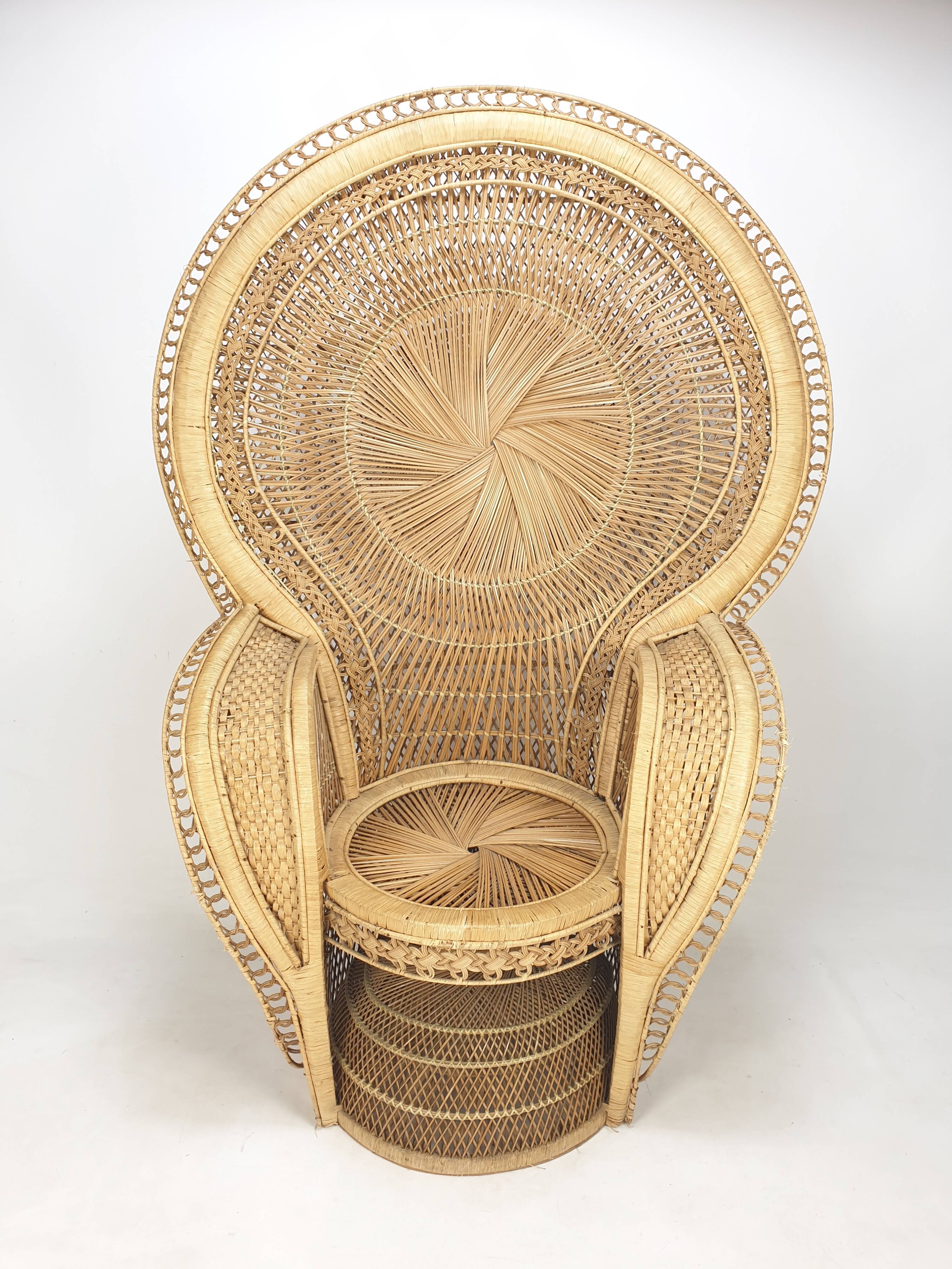 Emmanuelle in rattan and wicker armchair Italy 1960's