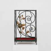 Art deco wrought iron umbrella stand with floral decoration, France ca. 1930