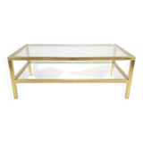 Table basse Pierre Vandel en métal doré brossé années 70