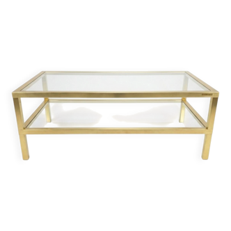 Pierre Vandel coffee table in brushed gold metal from the 1970s.