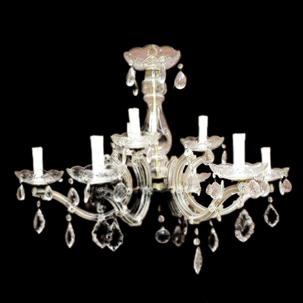 Murano style chandelier with six arms of light and nine lamps