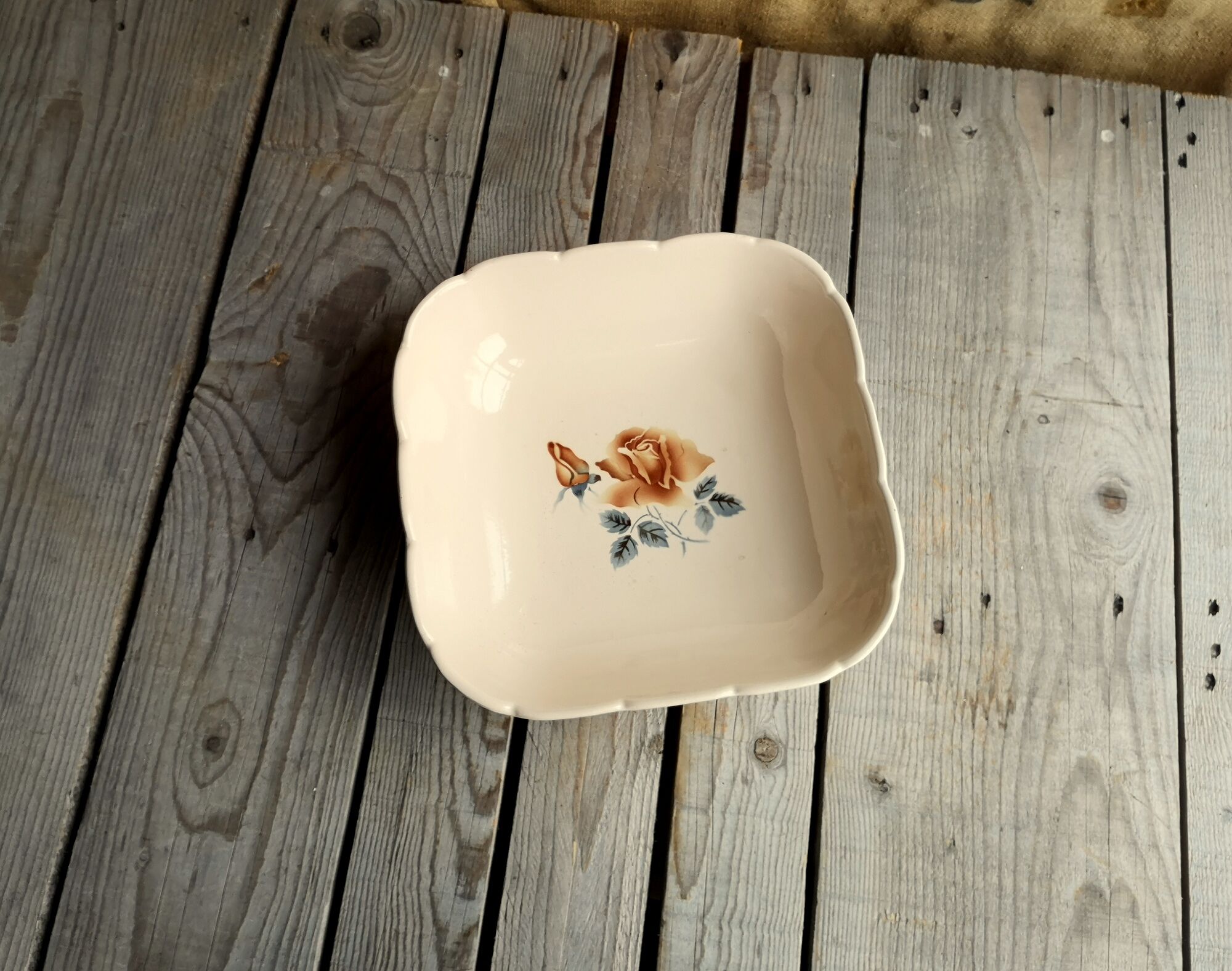 Ancient Saladier in Pink Ceramics by Digoin Sarreguemines Floral Decoration