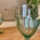 9 green molded glass glasses