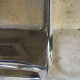 Trolley, hifi table. Smoked silver metal glass 60's