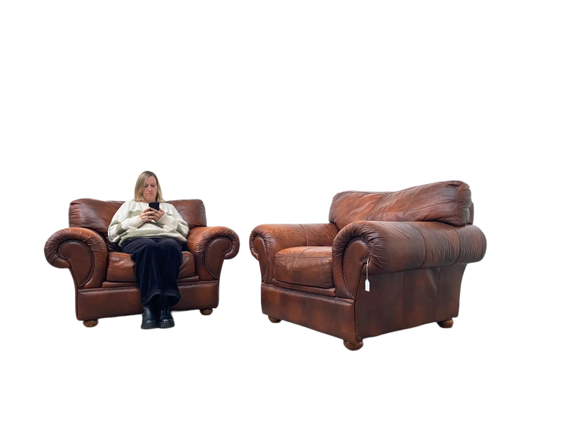 Ensemble de 2 fauteuils en cuir tchèque XL