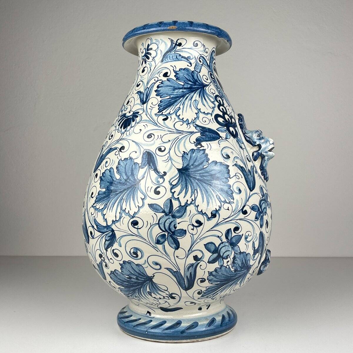 Large Blue Ceramic Vase by Ima for Montelupo Florentino, Italy, 1980s