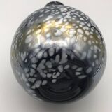 Vintage vase, modernist design, brown with white speckled chrome highlights 25 cm