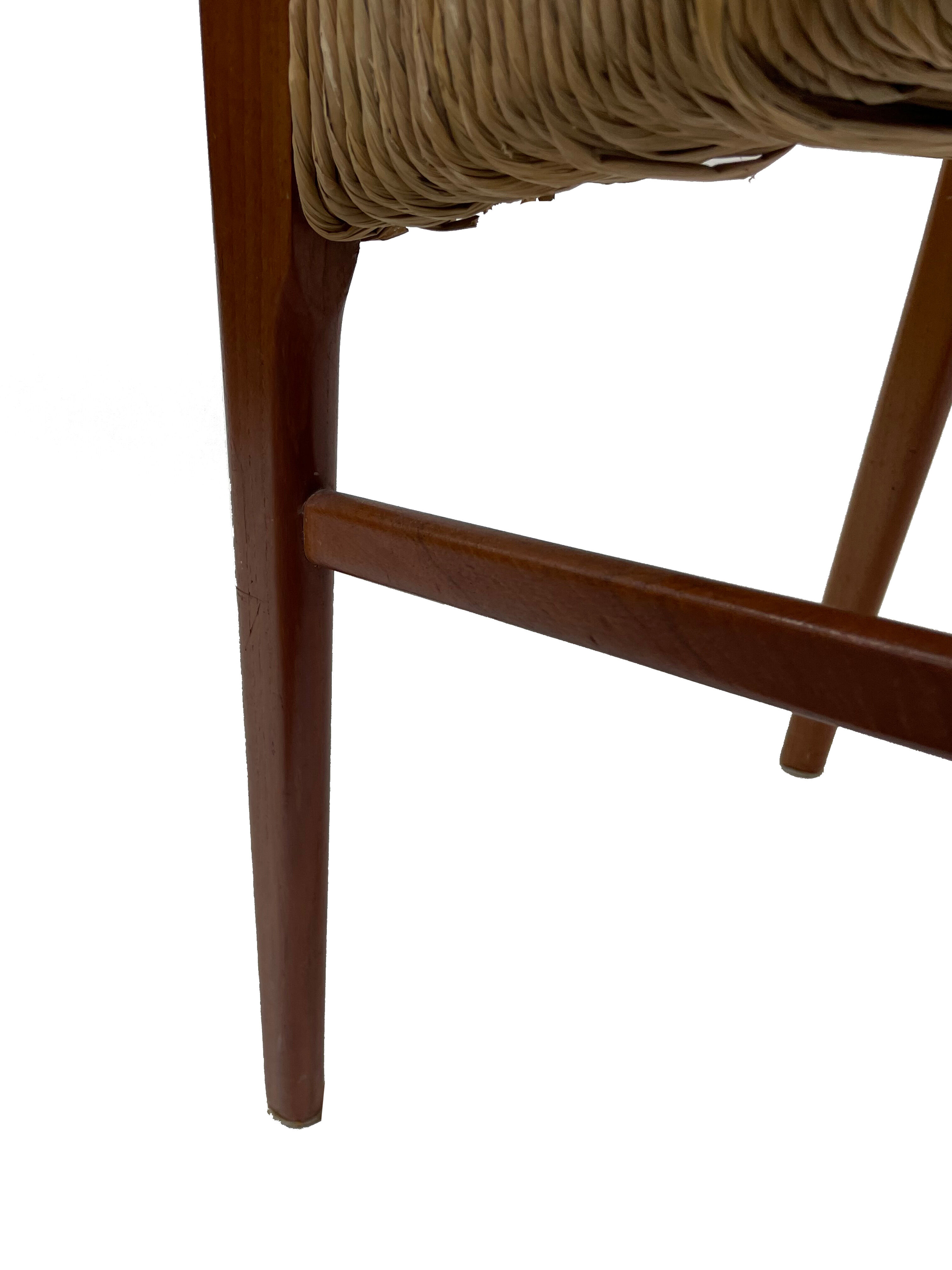 Mid-century teak dining chair by Arne Wahl Iversen for Glyngøre Stolefabric