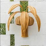 Pair of "coconut/palm" wall lights in rattan