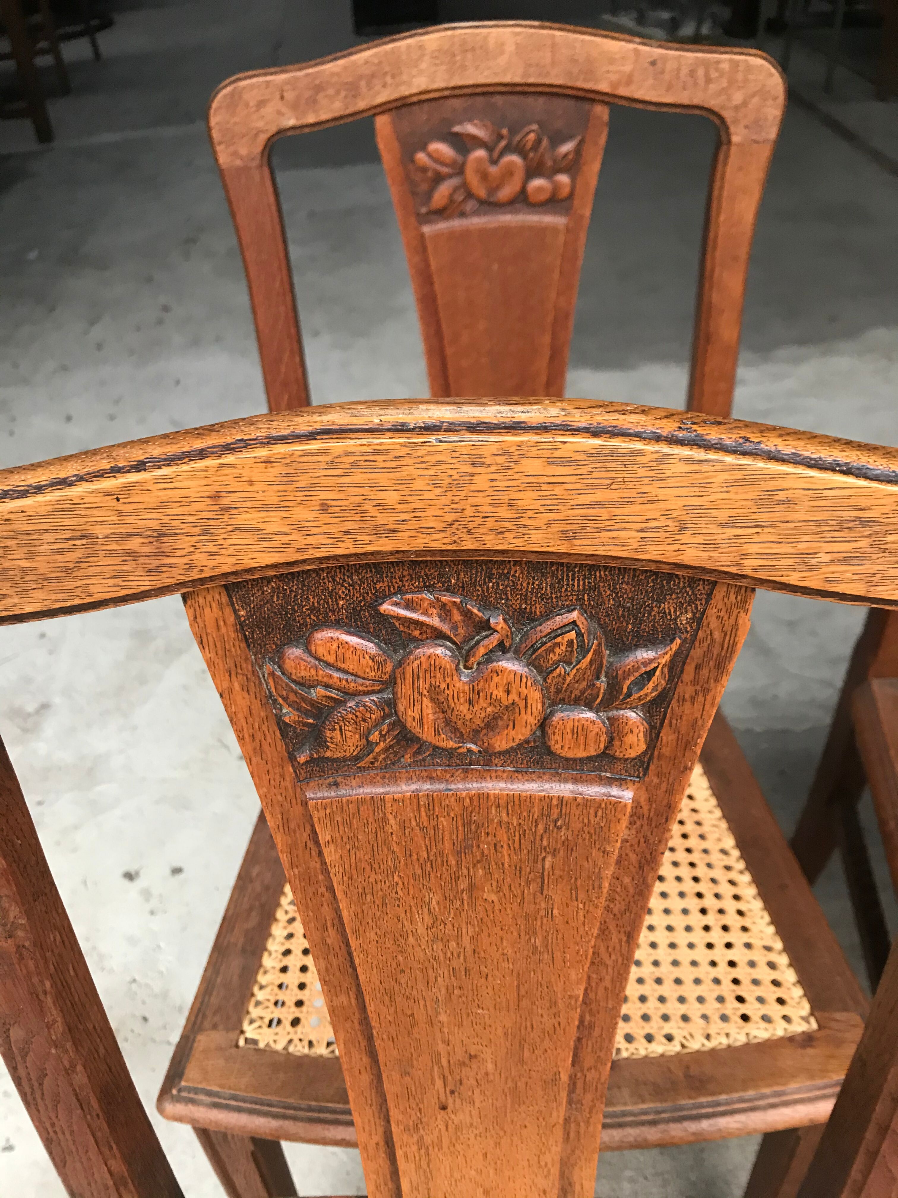Suite of 6 chairs oak canage art nouveau