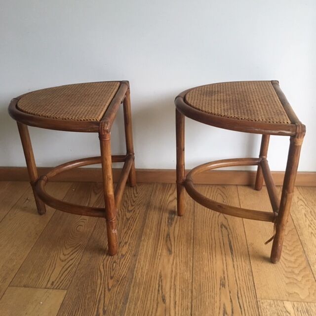 Pair rattan bedsides or couch end